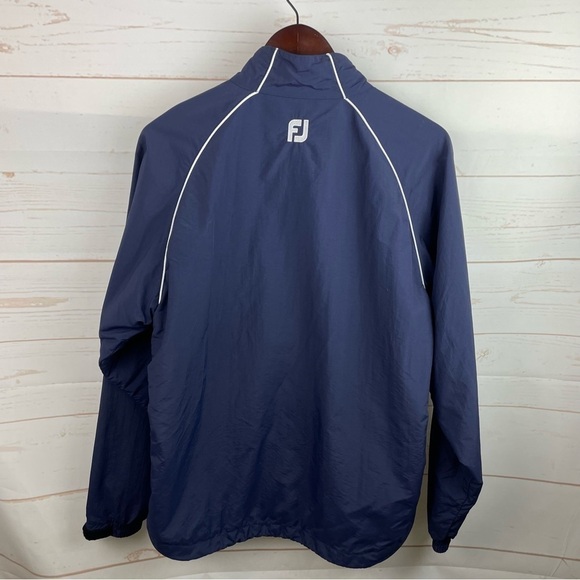 Footjoy | Navy Blue White 1/4 Zip Windbreaker Golf Jacket - Picture 6 of 10